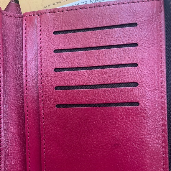 Patricia Nash Pertina Frame Pouch Crossbody Magenta Red Croco - Picture 6 of 9